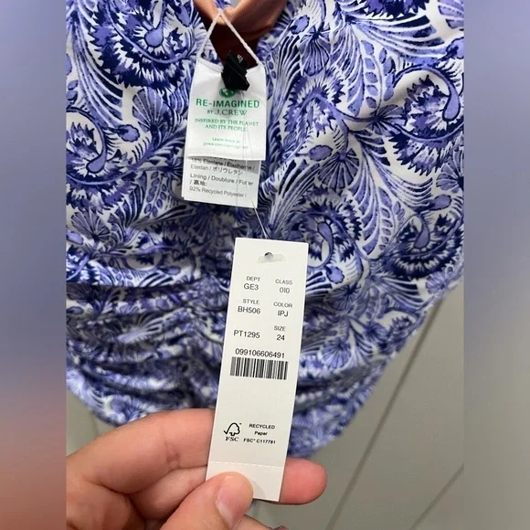 J. Crew Ruched One Piece Swimsuit Women's Plus 24 3X Purple NWT Sweetheart BH509 - Picture 5 of 10